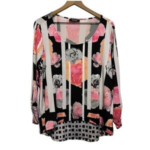 Style & Co. Woman Rose Check Blouse XL